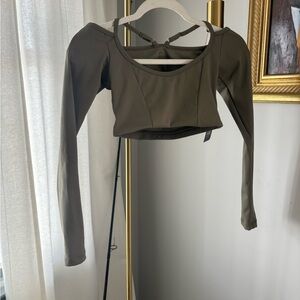 Olive Long Sleeve Crop Top